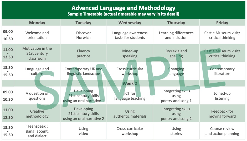 Sample Timetable