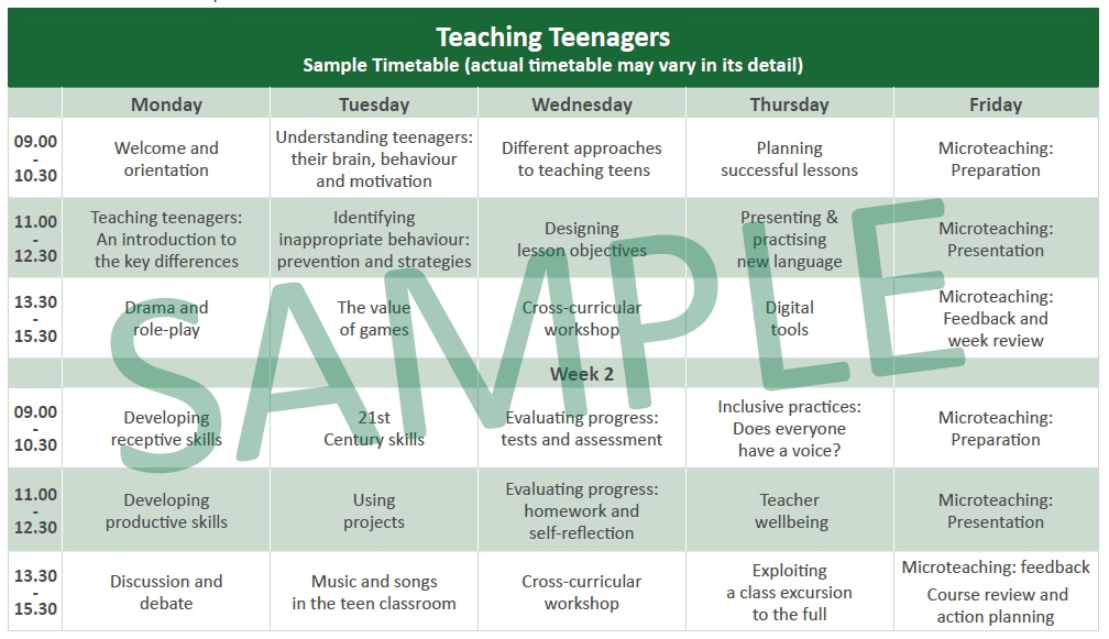 Sample Timetable
